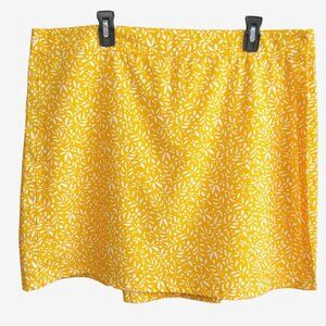 RipSkirt Hawaii Skirt Size XXL Yellow White Floral 19 In Length 2 Wrap Pocket